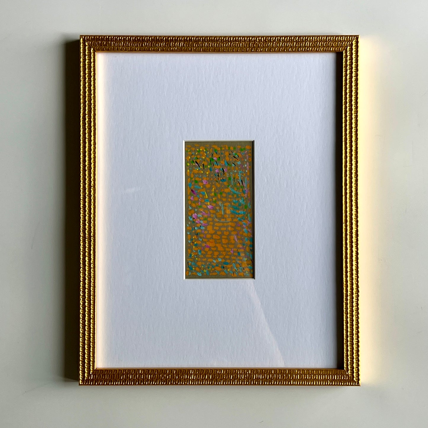 Vintage Geometric Abstract Colorful Oil Painting #6 in Gold Frame