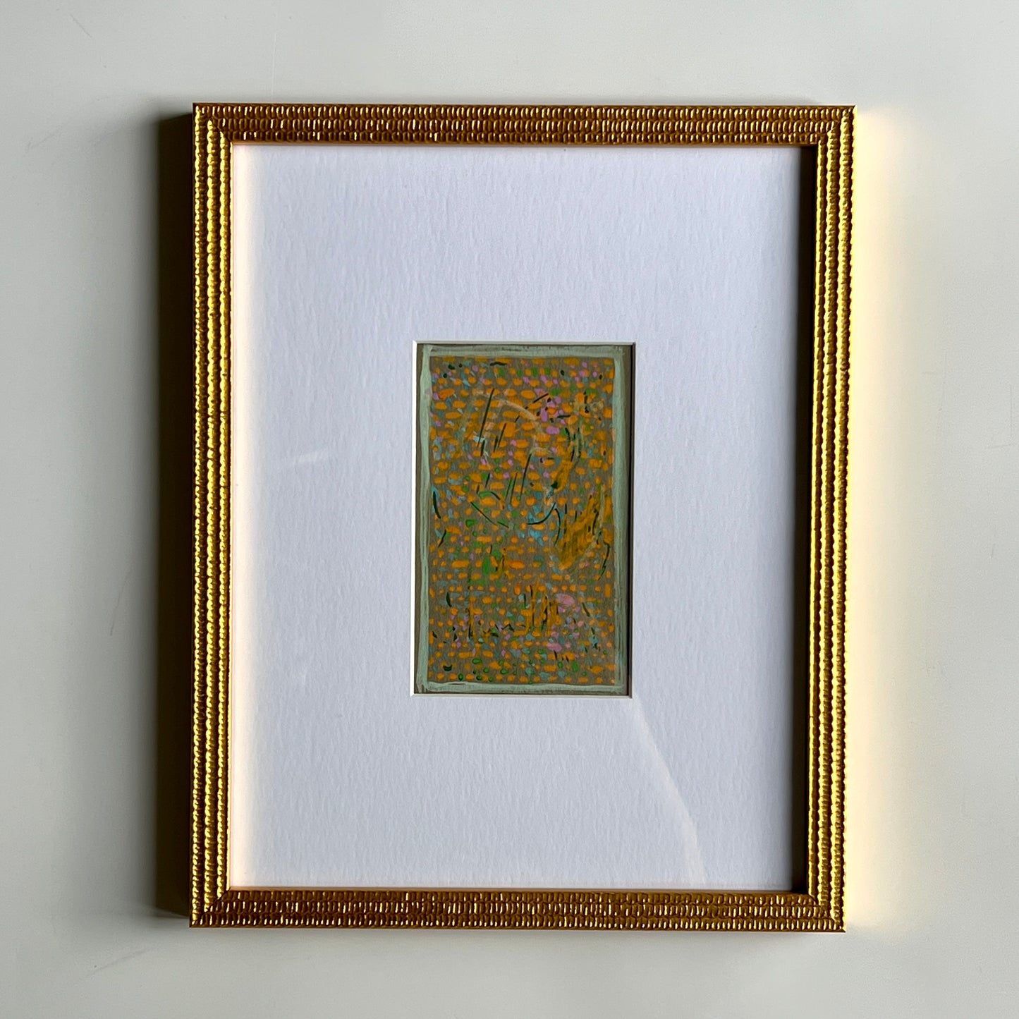 Vintage Geometric Abstract Colorful Oil Painting #7 in Gold Frame