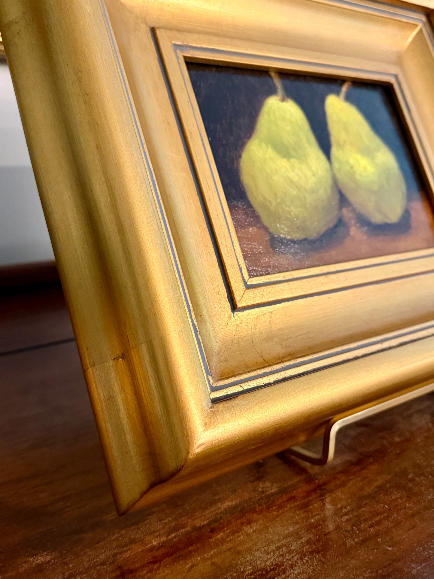 Perfect Pear Still Life Oil Painting in Gold Frame