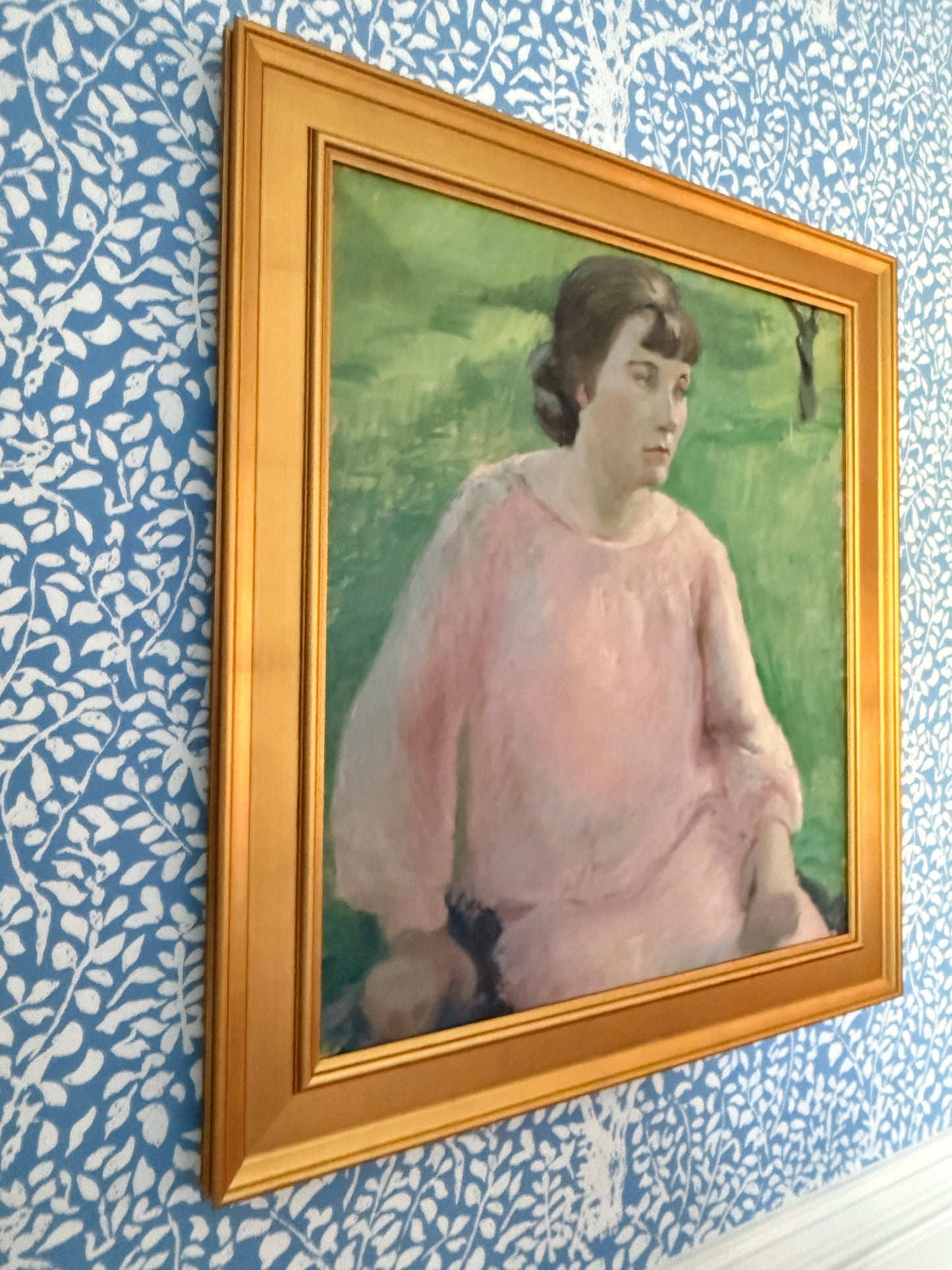 Dorothy Van Loan Please Do Not Disturb Portrait Oil Painting in Gold Frame