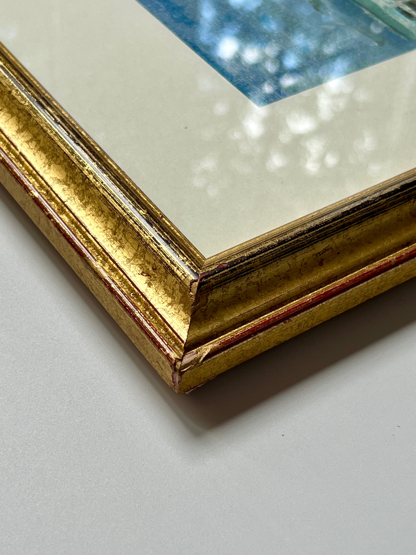 July in the Harbor Seascape in Gold Frame