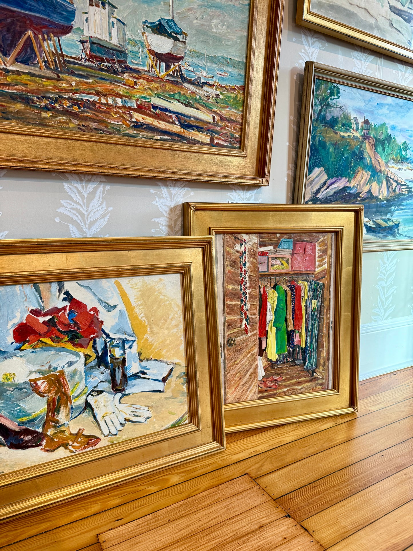 Victoria Donohue Packed Cedar Closet Oil Painting in Gold Frame