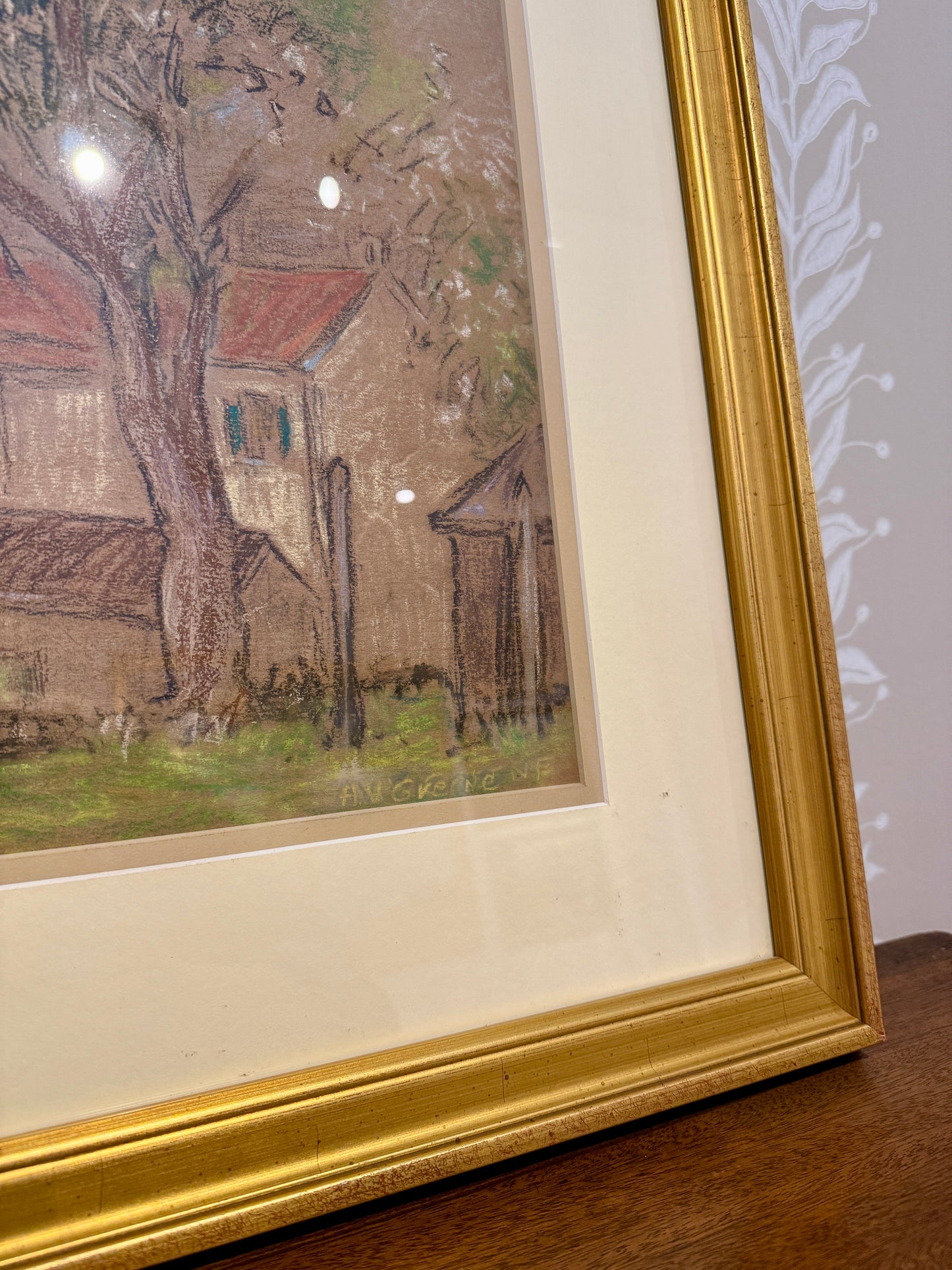 Albert Van Nesse Greene Yellow Springs, Chester County Pennsylvania Pastel in Gold Frame