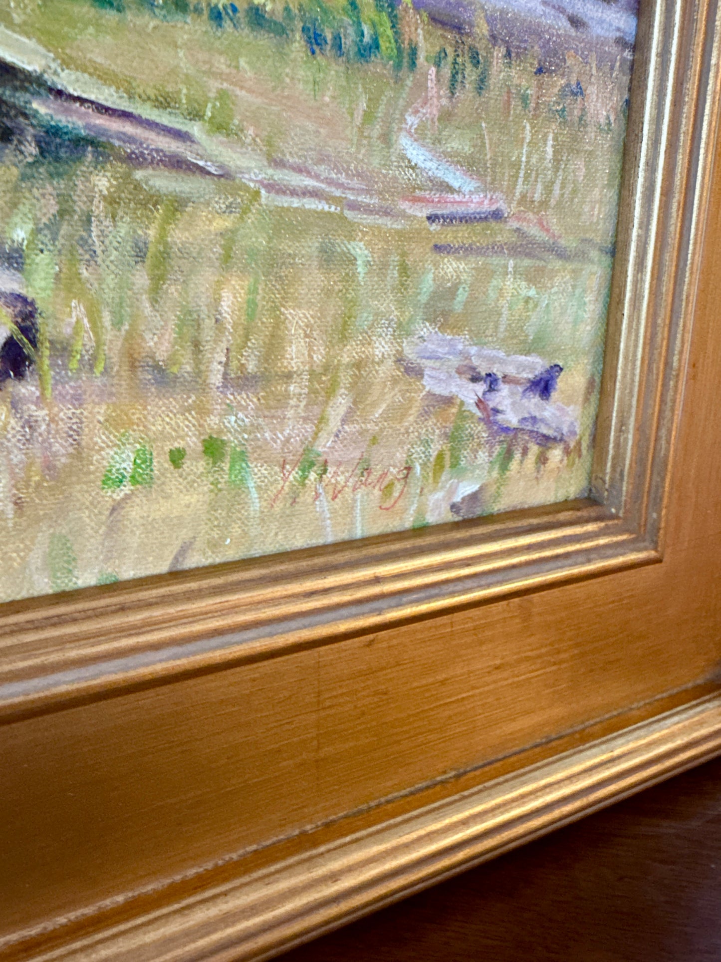 Youqing Wang Yellowstone National Park Montana Landscape Oil Painting in Gold Frame
