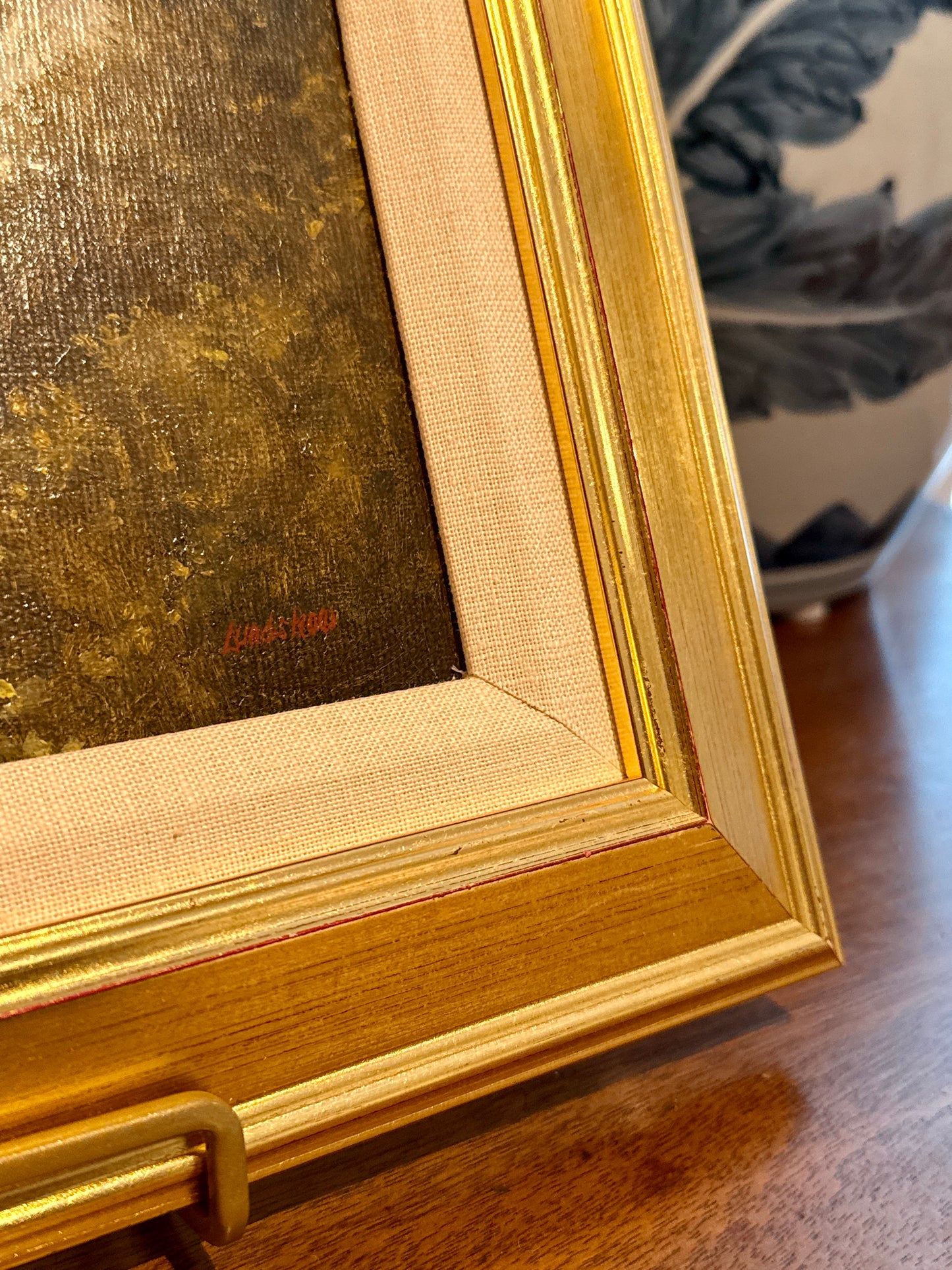 Roger Lundskow American West River Landscape Oil Painting in Gold Frame