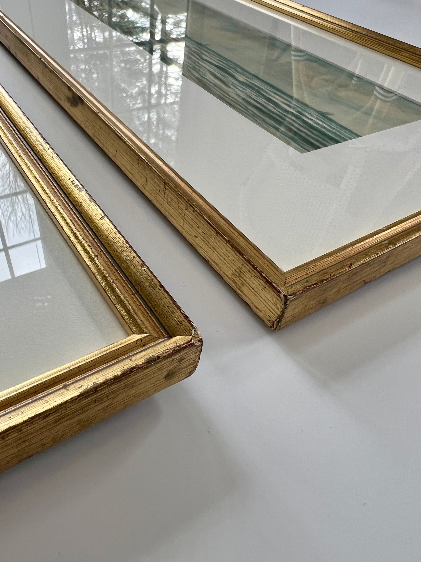 Set of two Otis S. Weber 19th Century American Coastal Scenes in Gold Frames