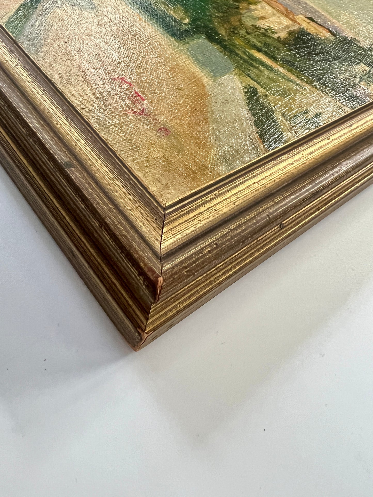 Kate Tryon 1925 Nice, France Cityscape Oil Painting in Gold Frame