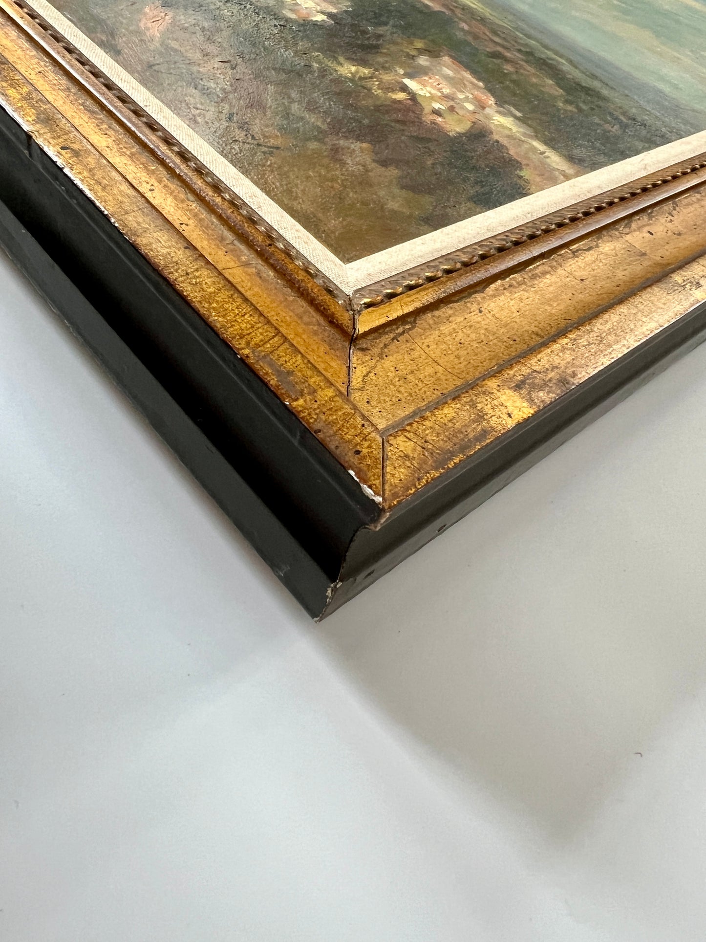 John Neale Large Impressionist English Sunlit Landscape in Gold Frame