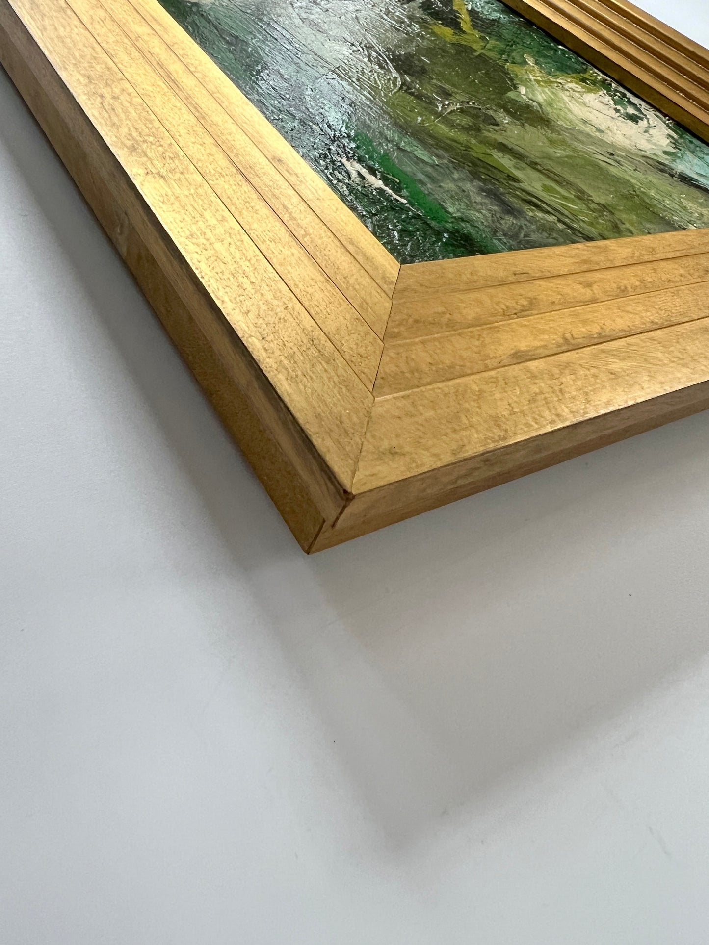 French Abstract Landscape Oil Painting from Galerie Etienne De Causans in Gold Frame