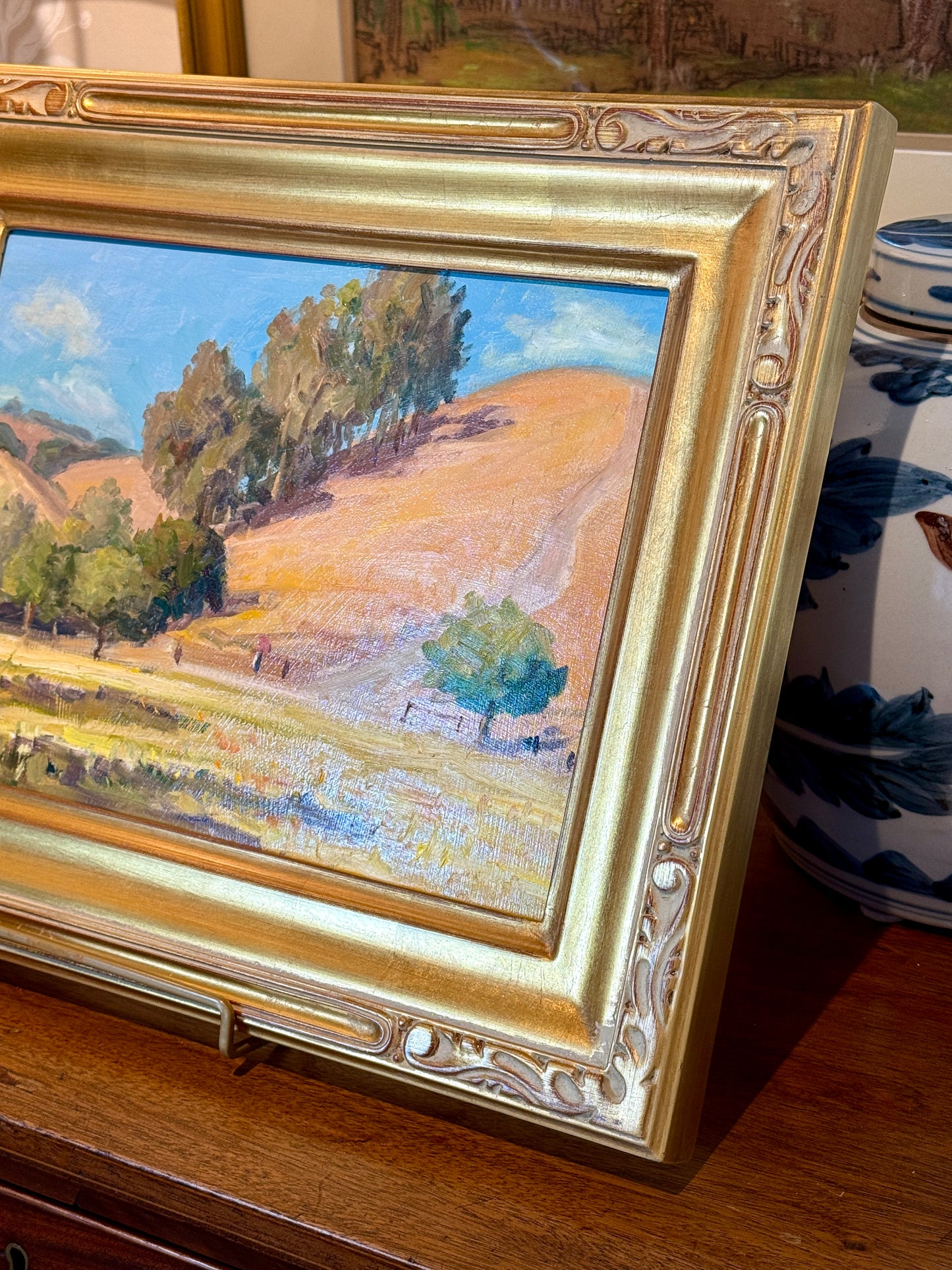 Youqing Wang California Hillside Landscape Oil Painting in Gold Frame
