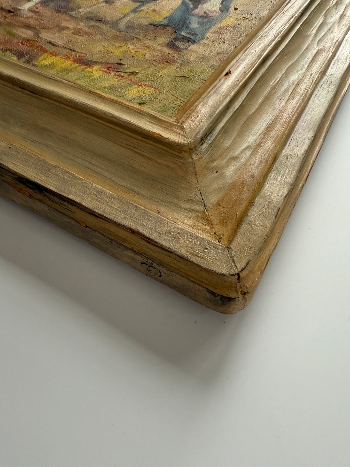 Florence Prince Ewing American Farm Scene with Cows in Wood Frame