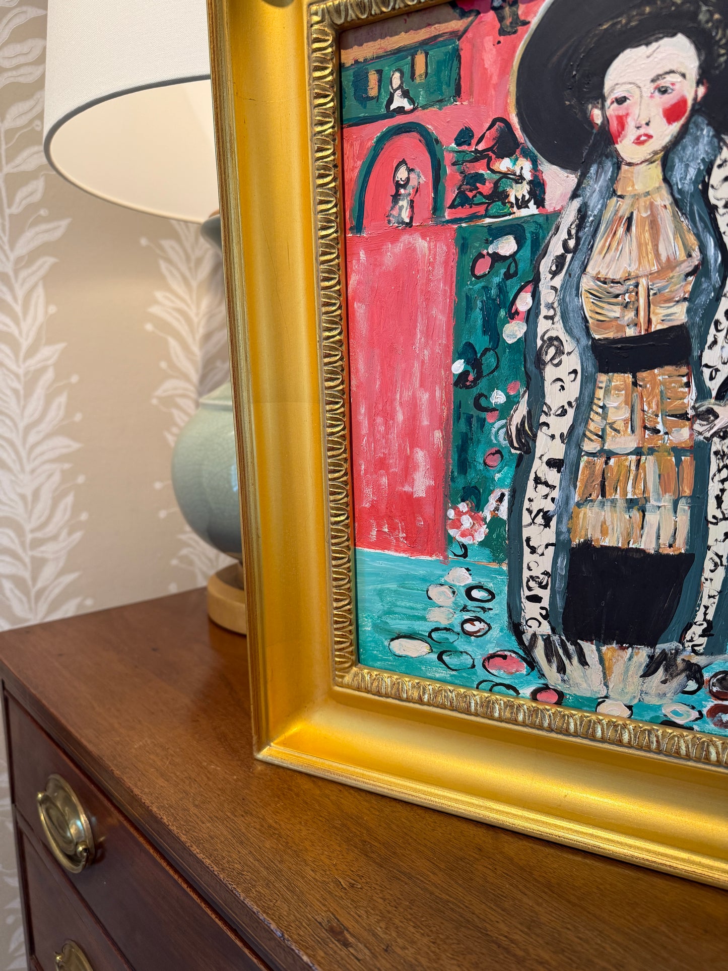 After Gustav Klimt Portrait of Adele Bloch-Bauer II Painting in Gold Frame