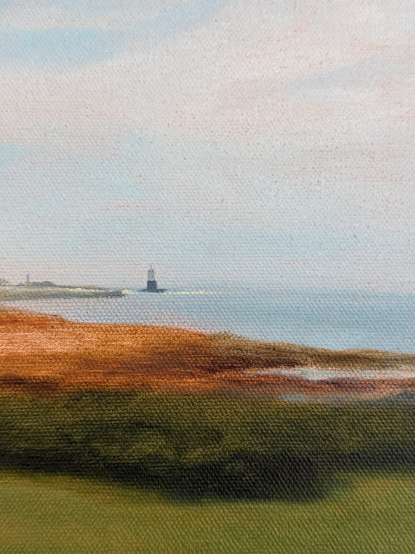 Shawn D. Jenkins For Two Lovers Seaside Adironack Chair Lookout Oil Painting in Gold Frame
