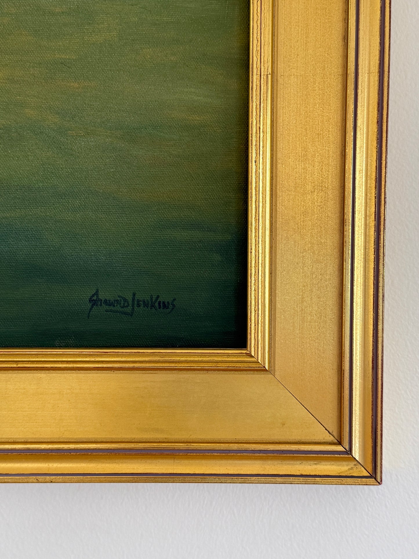 Shawn D. Jenkins For Two Lovers Seaside Adironack Chair Lookout Oil Painting in Gold Frame
