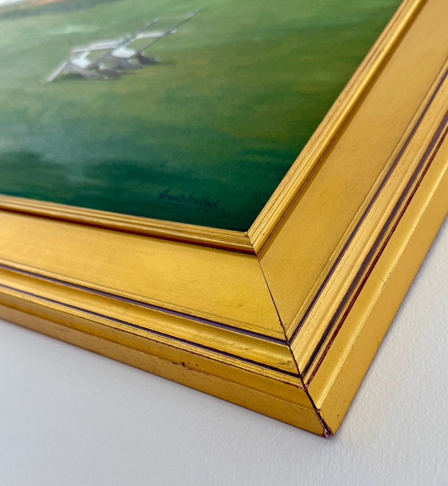 Shawn D. Jenkins For Two Lovers Seaside Adironack Chair Lookout Oil Painting in Gold Frame