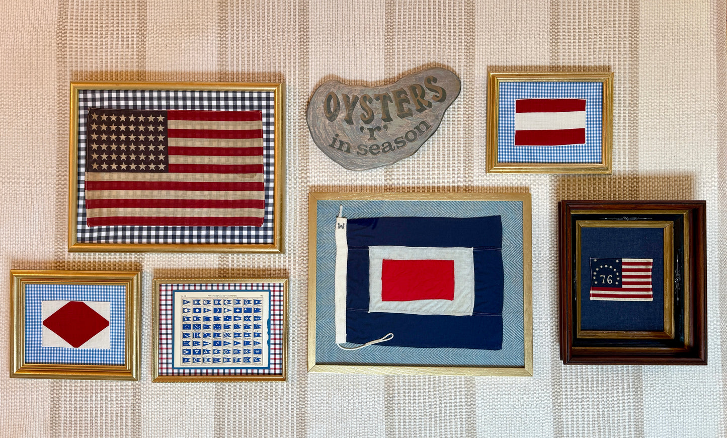 1962 Private Signals of Yachtsmen Flags on Red and White Check in Gold Frame