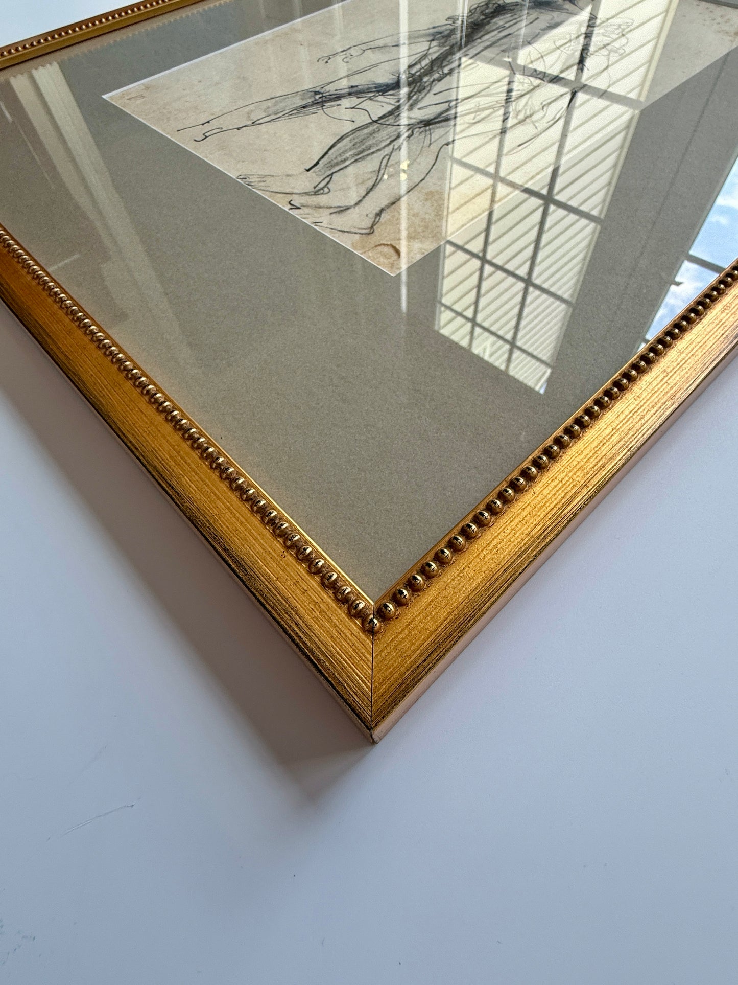 Early 20th C. Figural Portrait Young Woman in Night Gown in Gold Frame