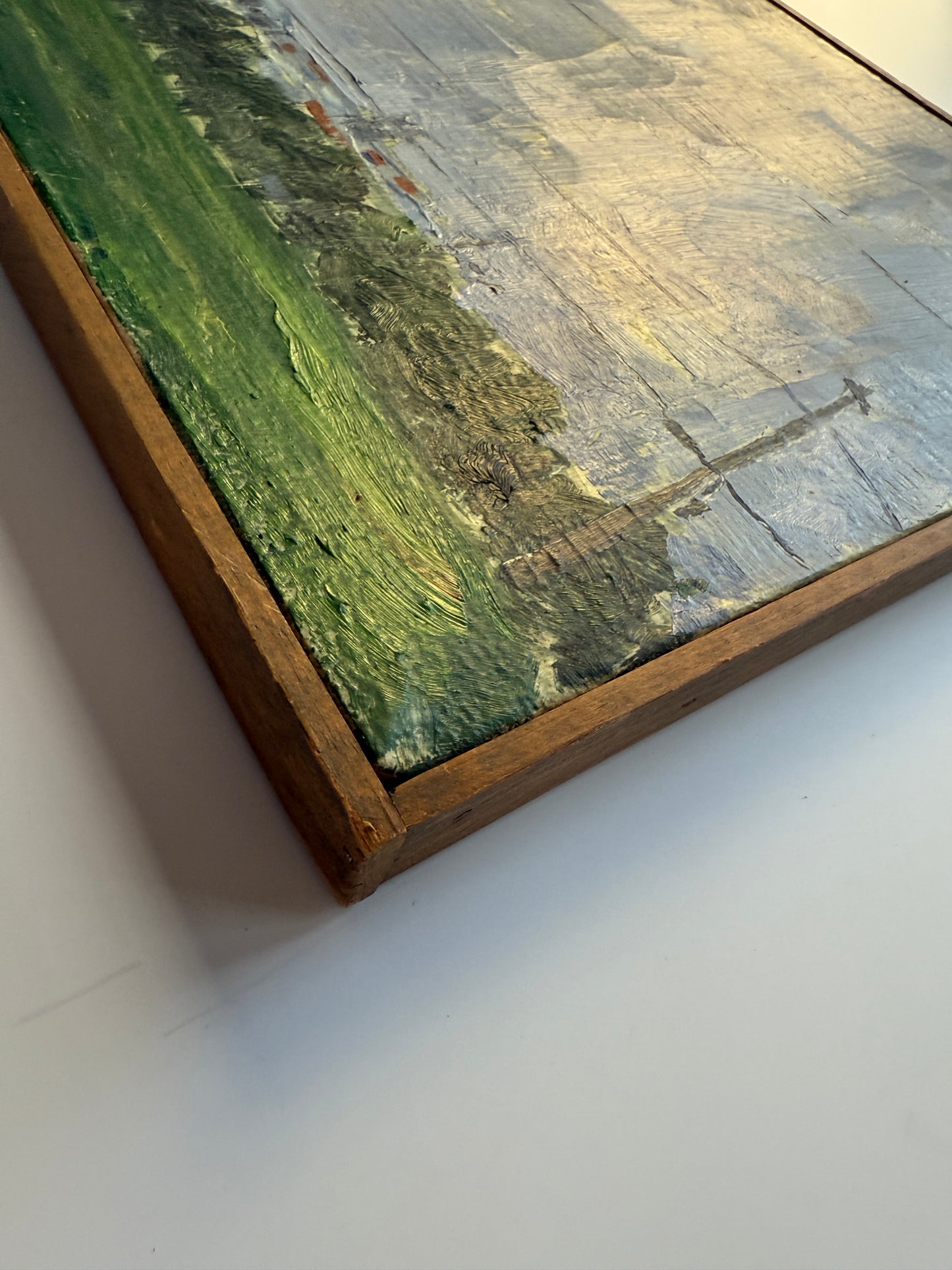 Bob Minnick New Jersey Farm Landscape Oil Painting in Wood Frame