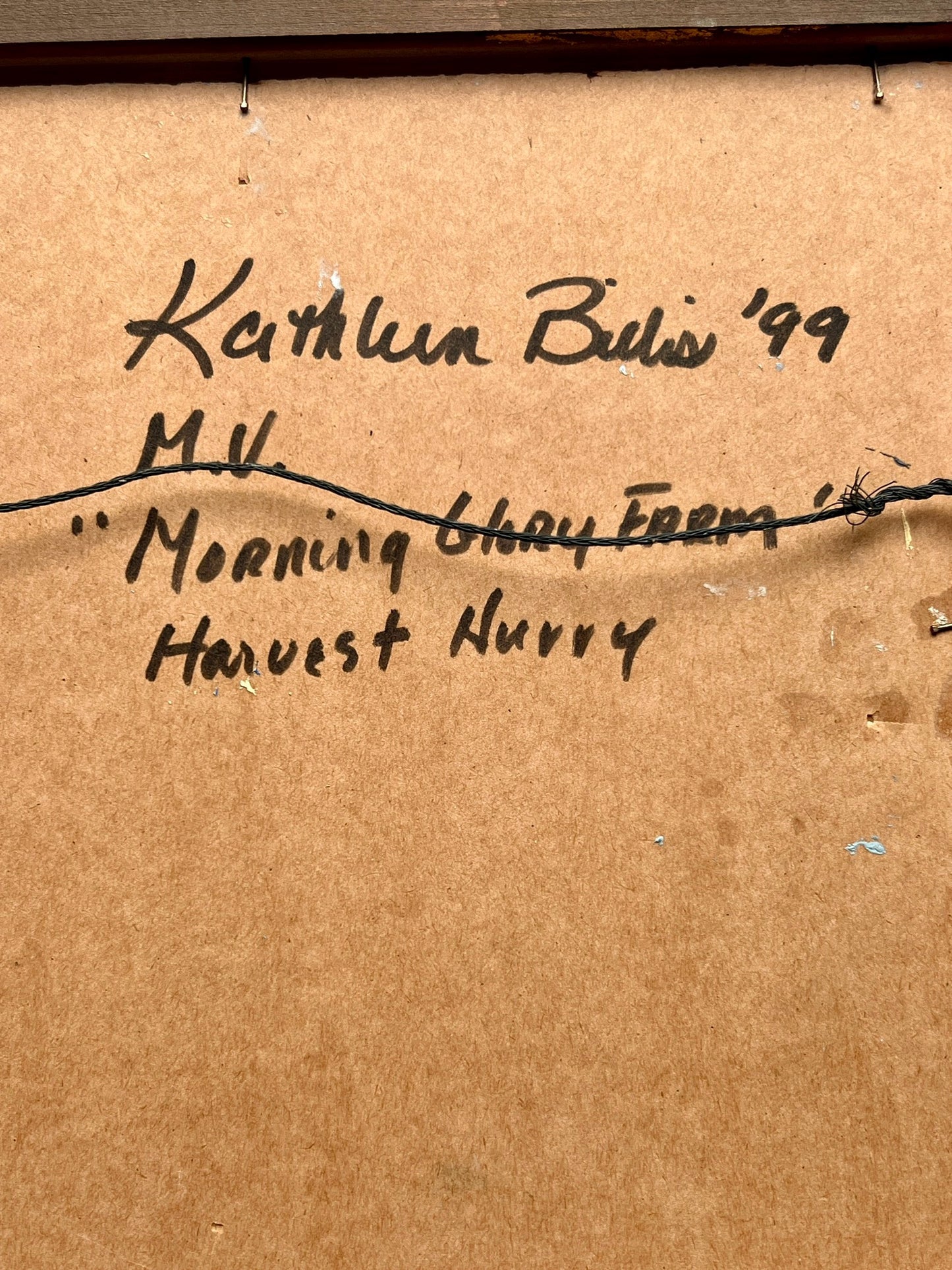 Kathleen Billis Martha's Vineyard Morning Glory Farm Edgartown "Harvest Hurry" Oil Painting in Gold Frame