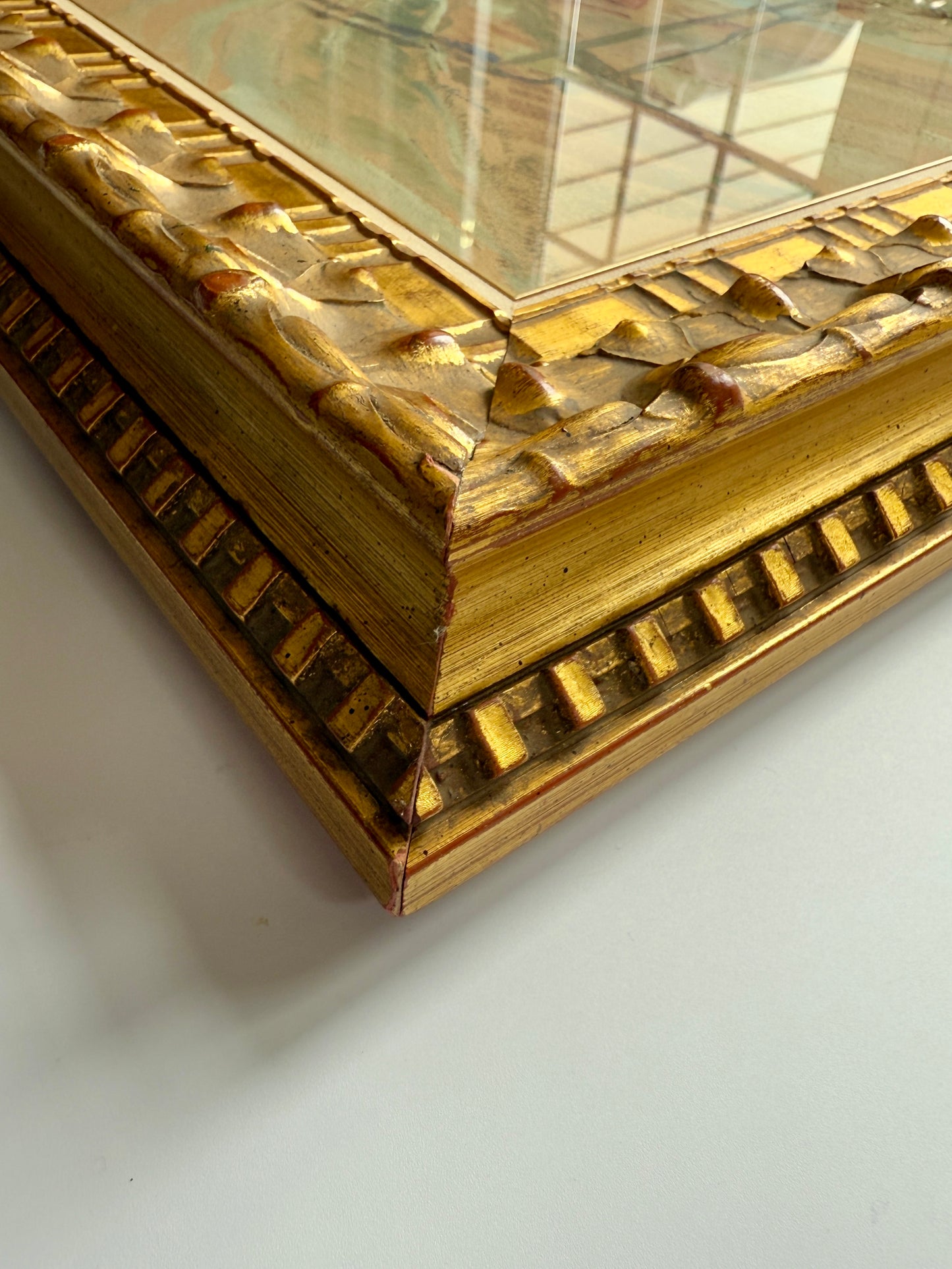 Ann Taube Goodman American Country Road Landscape Oil Painting in Ornate Gold Frame