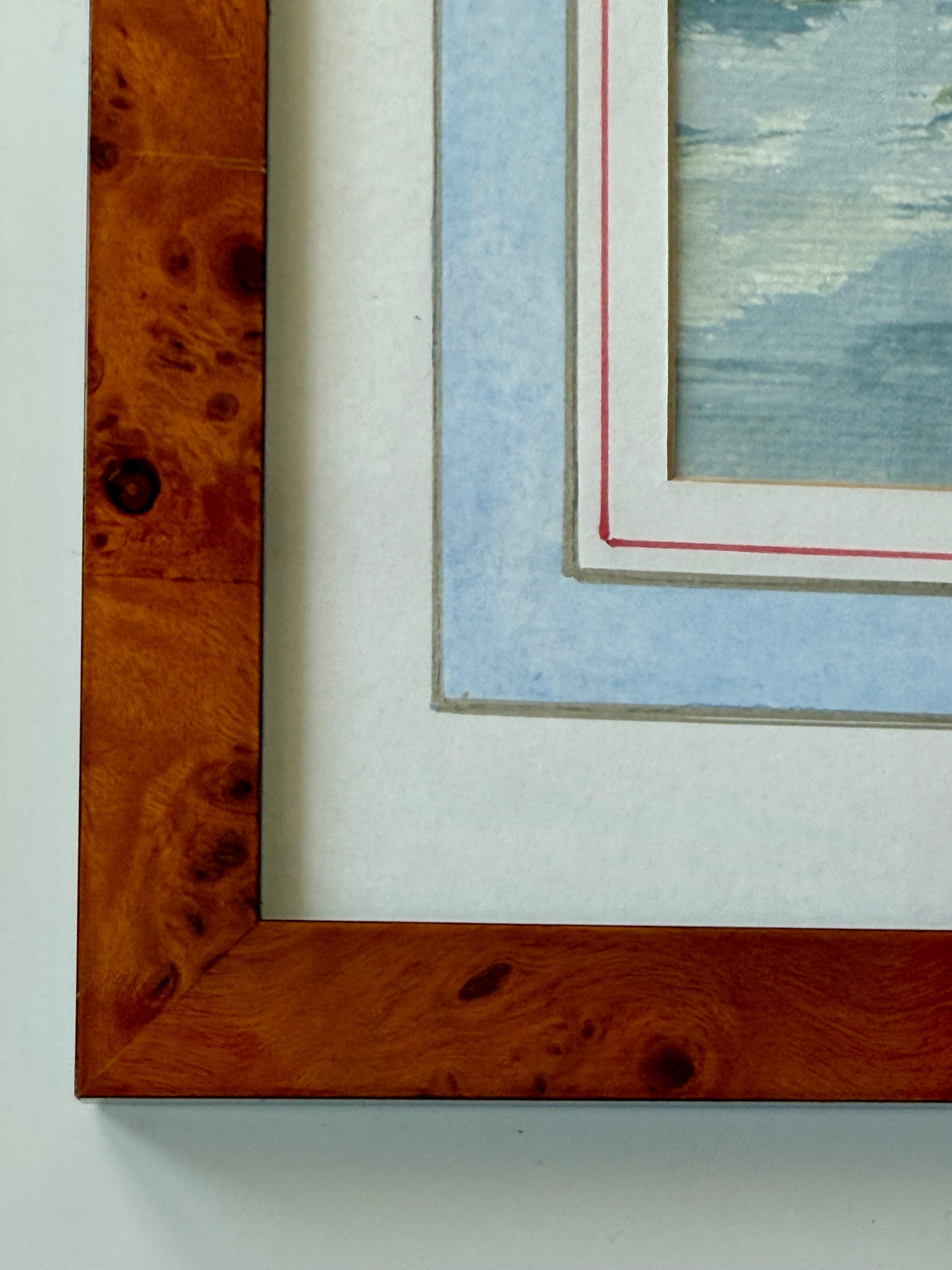 Pushing Off Crew Race Gouache Painting in Burlwood Frame
