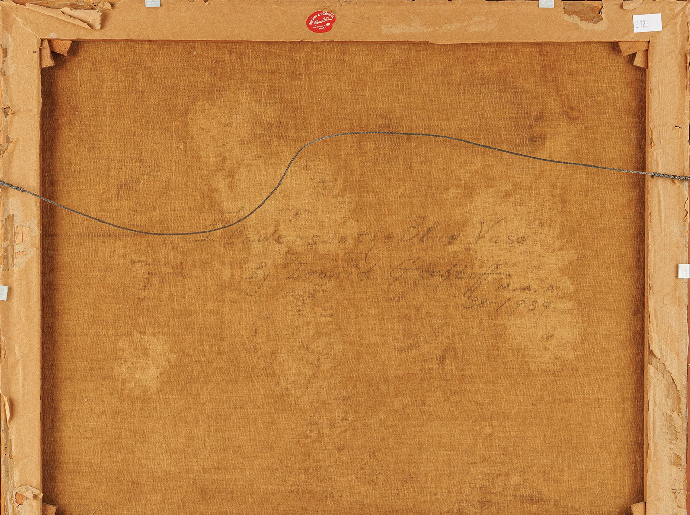 Leonid Gechtoff 1939 Flowers in the Blue Vase Still Life Oil Painting in Gold Frame