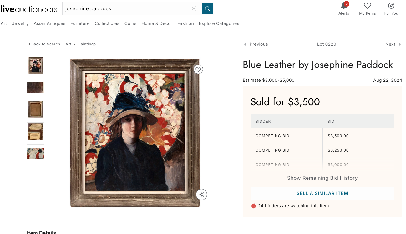 Josephine Paddock Easter Plant Hydrangea Pussy Willow with Bow Still Life Oil Painting in Ornate Gold Frame