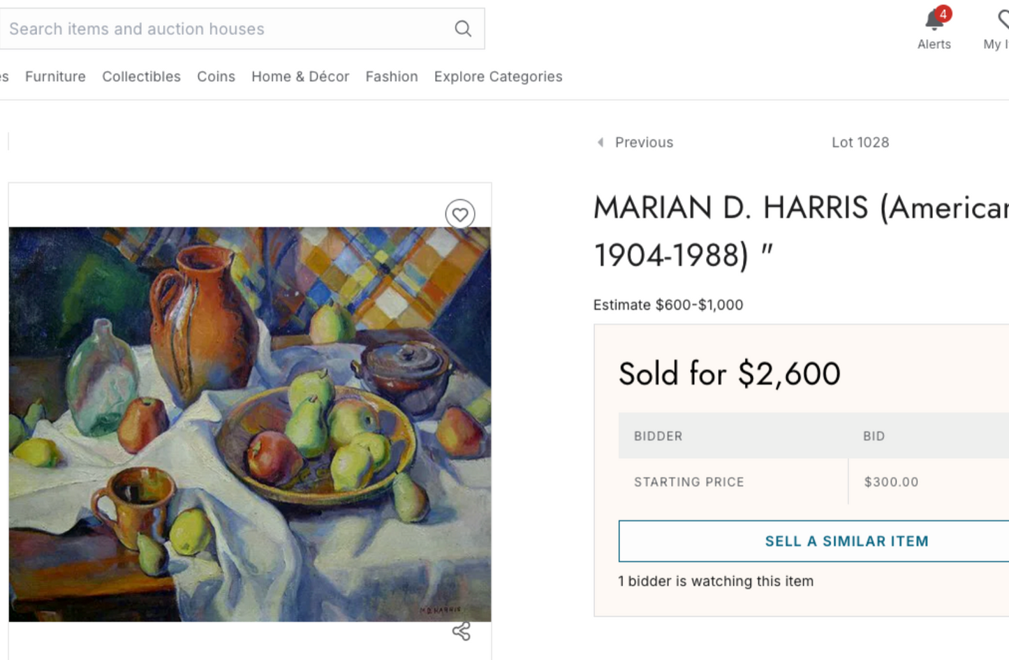 Marian D. Harris Abstract Geometric Tabletop Still Life Oil Painting in Gold Frame