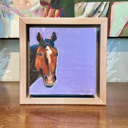 Carol Lesher Horse Portrait 7 Oil Painting in Wood Frame