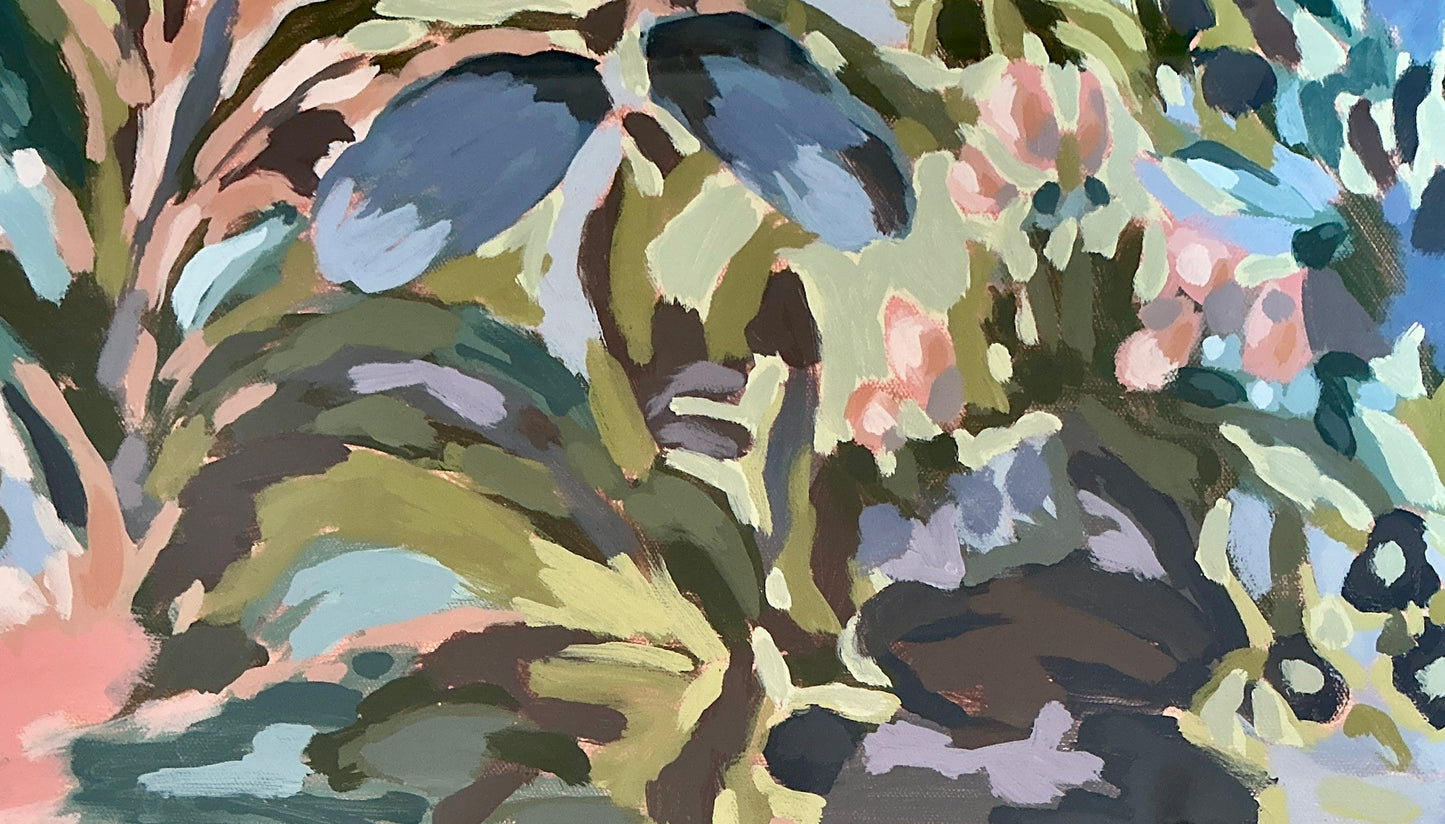 Jessa Butler Getaway Expressionist Botanical Painting in Gold Frame