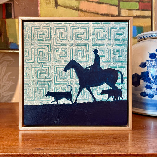 Heather Carey True Blue Horse Portrait Mixed Media in Gold Frame