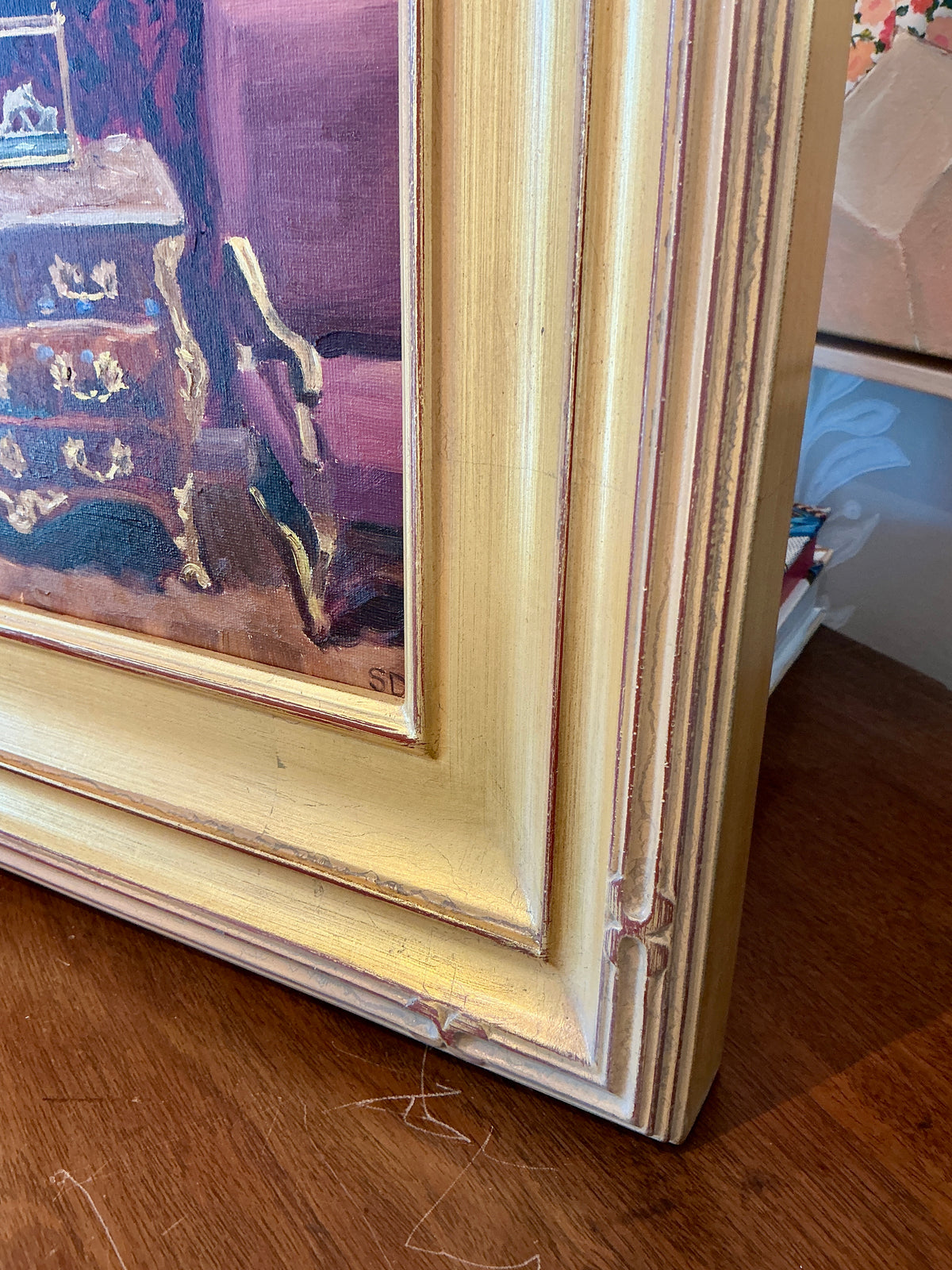 Stephanie Doucet Diana The Huntress French Interior Oil Painting in Gold Frame
