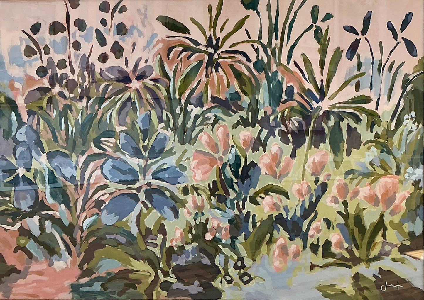 Jessa Butler Getaway Expressionist Botanical Painting in Gold Frame