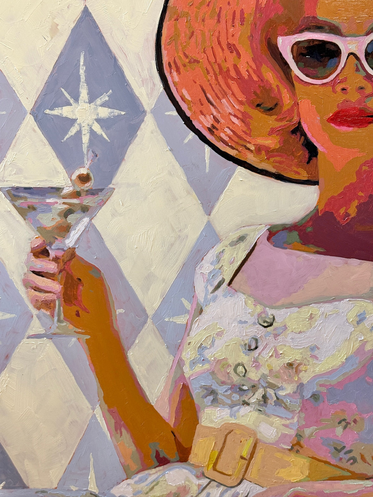 Karen McCool I Never Let My Glass Get Half Empty Because I Am a F'in Optimist Oil Painting