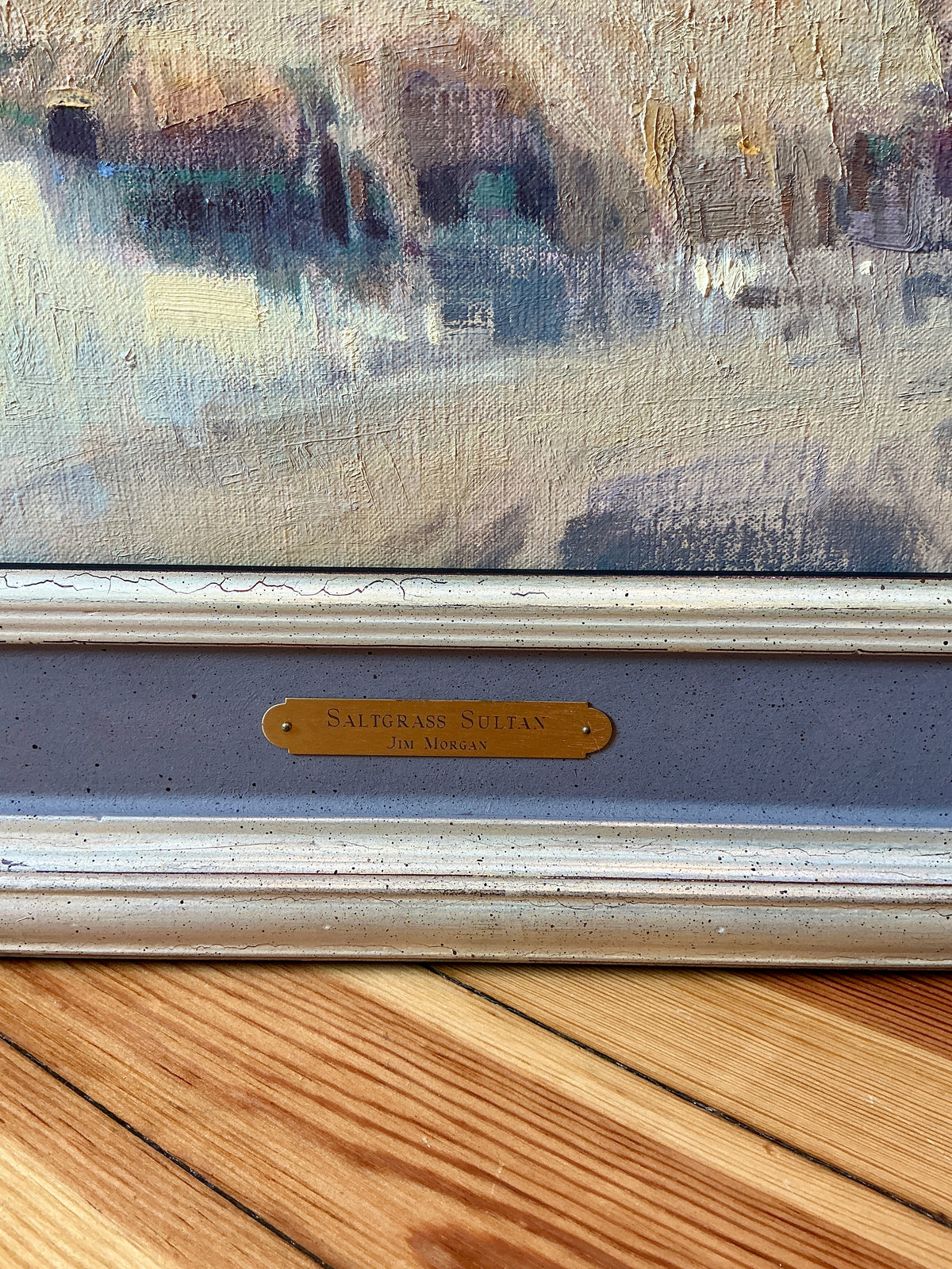 Jim Morgan Saltgrass Sultan Landscape Oil Painting in Silver and Blue Frame
