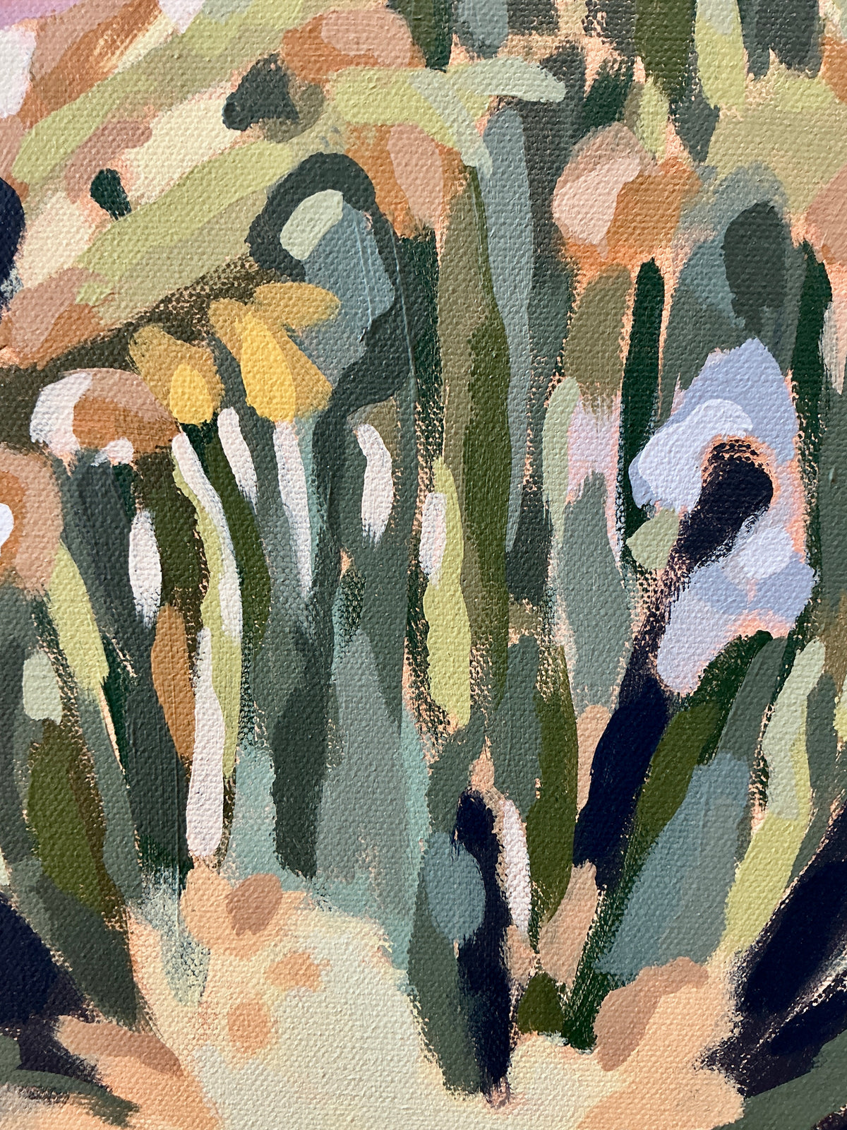 Jessa Butler Lavender Fields Forever Expressionist Botanical Painting in Gold Floater Frame