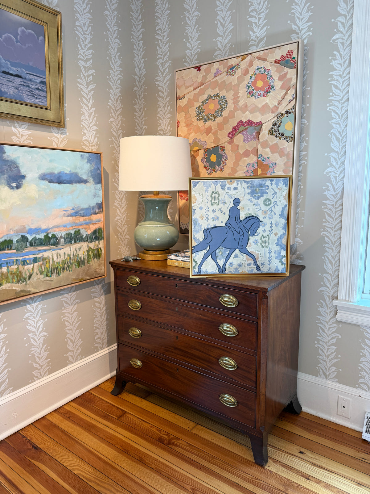 Heather Carey In Good Form Horse Portrait Mixed Media in Gold Floater Frame