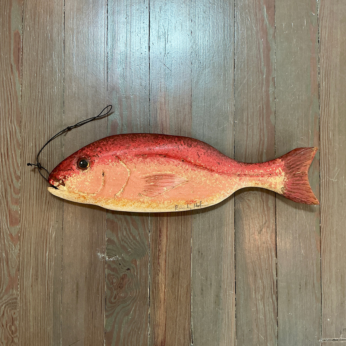 Vintage Randy Hofman Red Snapper Folk Art Wooden Sculpture