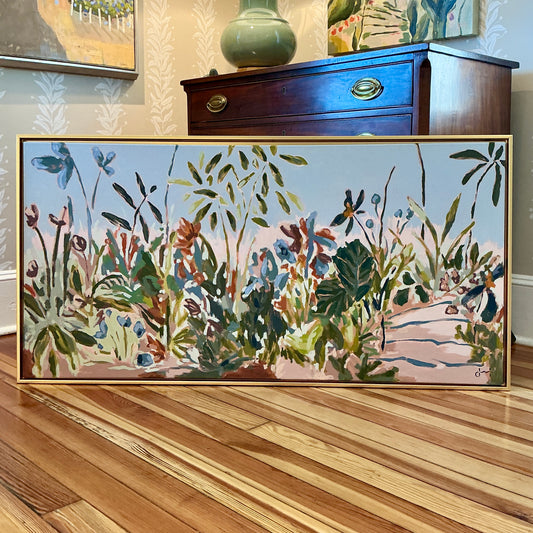 Jessa Butler The Long Way Expressionist Botanical Painting in Gold Floater Frame
