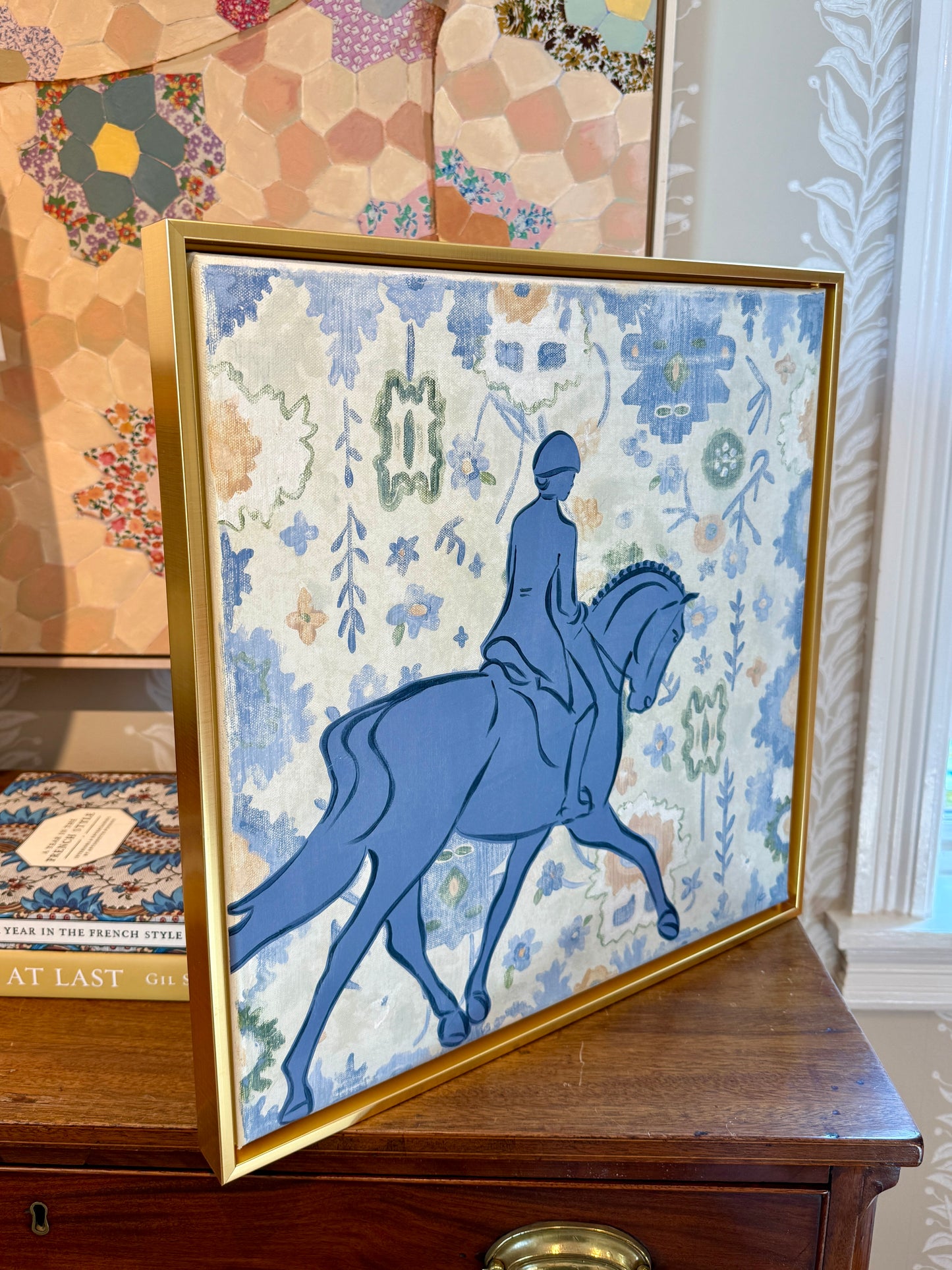 Heather Carey In Good Form Horse Portrait Mixed Media in Gold Floater Frame