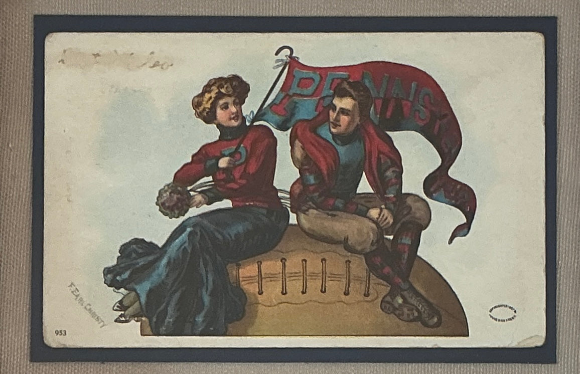 Antique University Of Pennsylvania Postcard on Taupe in Ornate Gold Frame