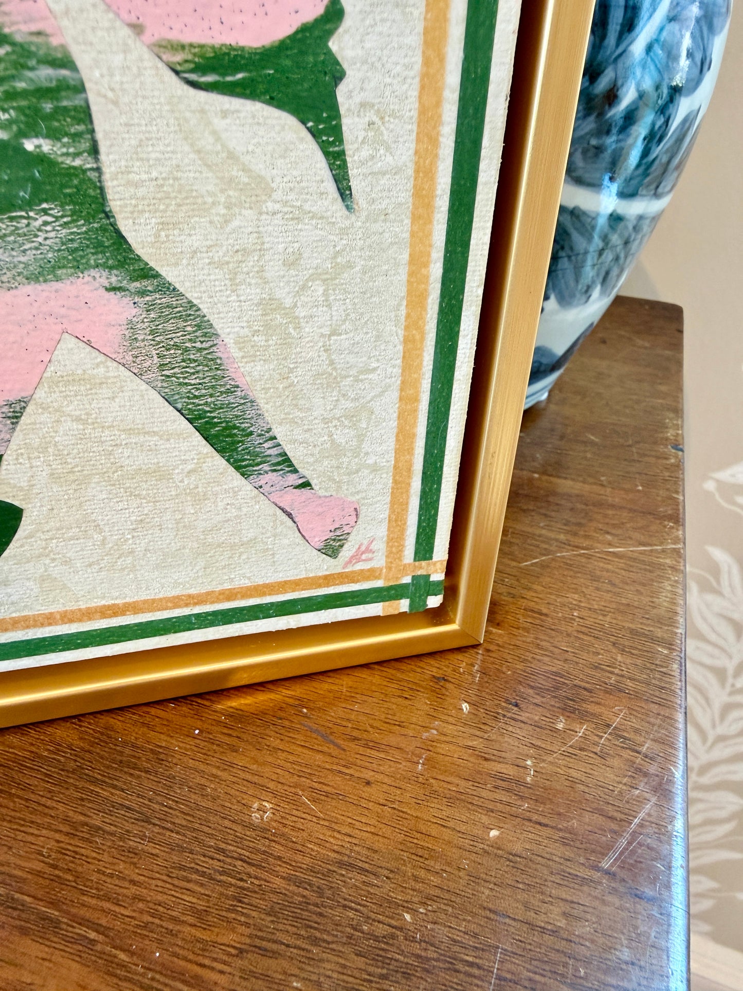 Heather Carey A Fine Fellow Horse Portrait Mixed Media in Gold Floater Frame