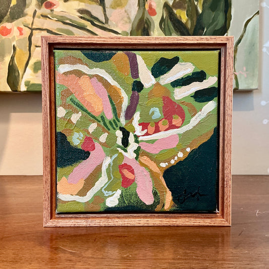 Jessa Butler Tribal Butterfly II Expressionist Painting in Wood Floater Frame