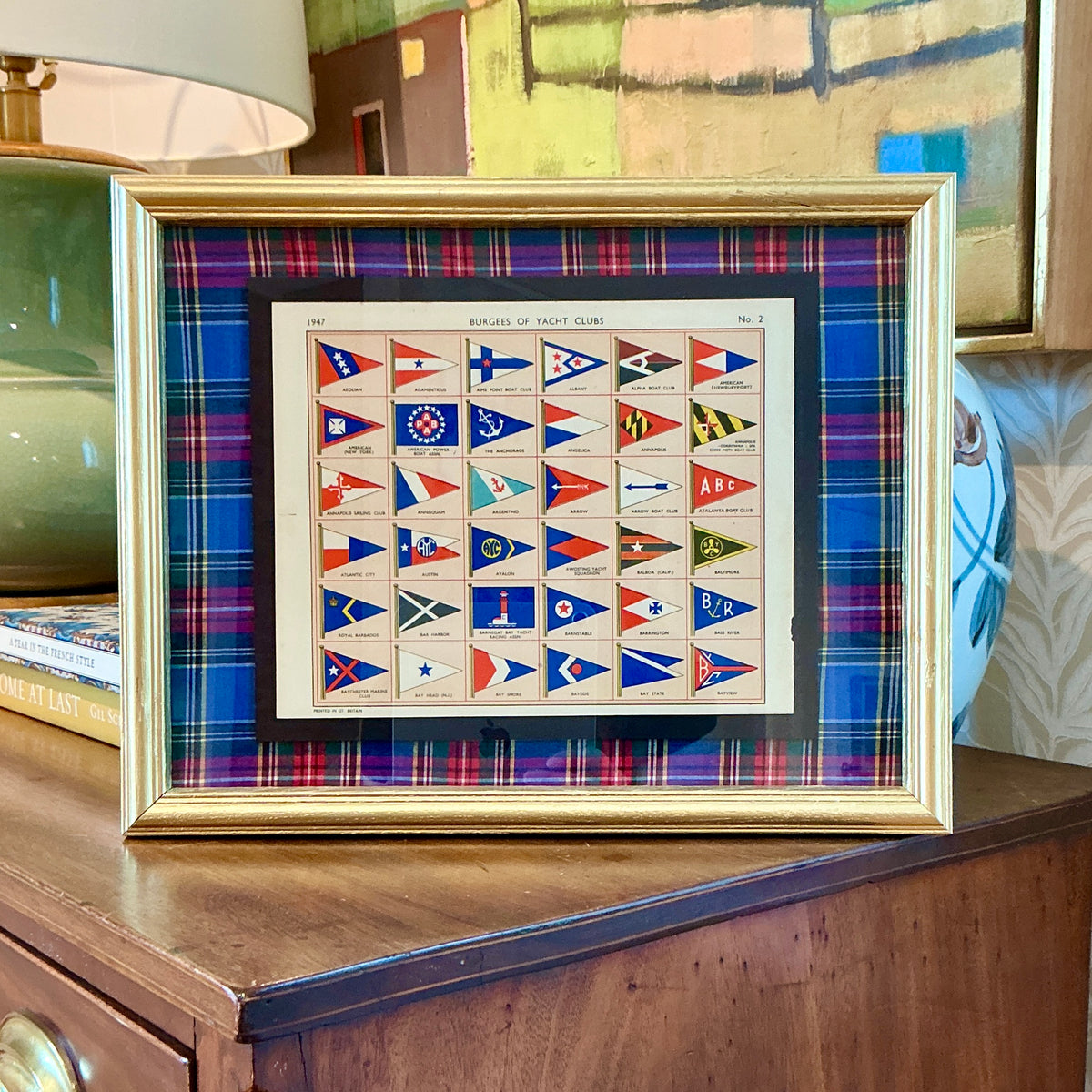 1947 Private Signals of Yachtsmen Flags on Plaid in Gold Frame