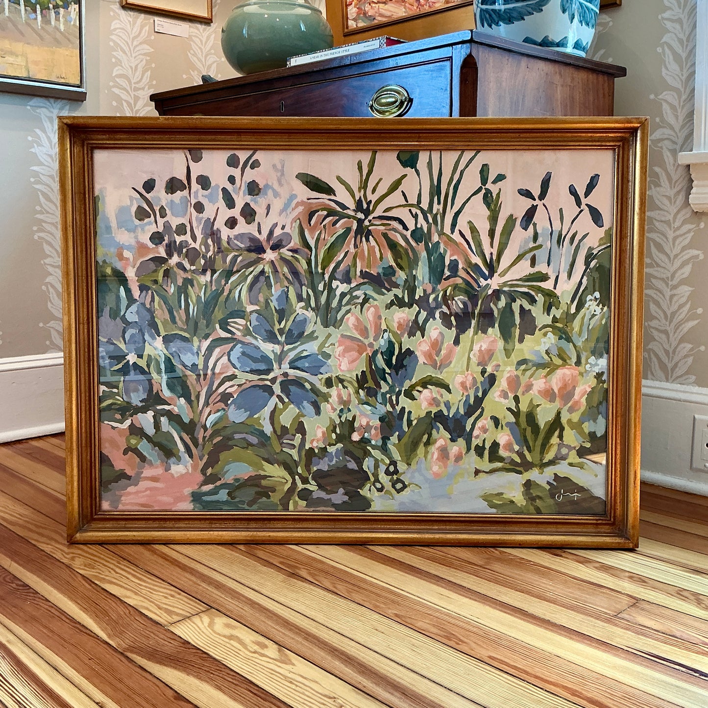 Jessa Butler Getaway Expressionist Botanical Painting in Gold Frame
