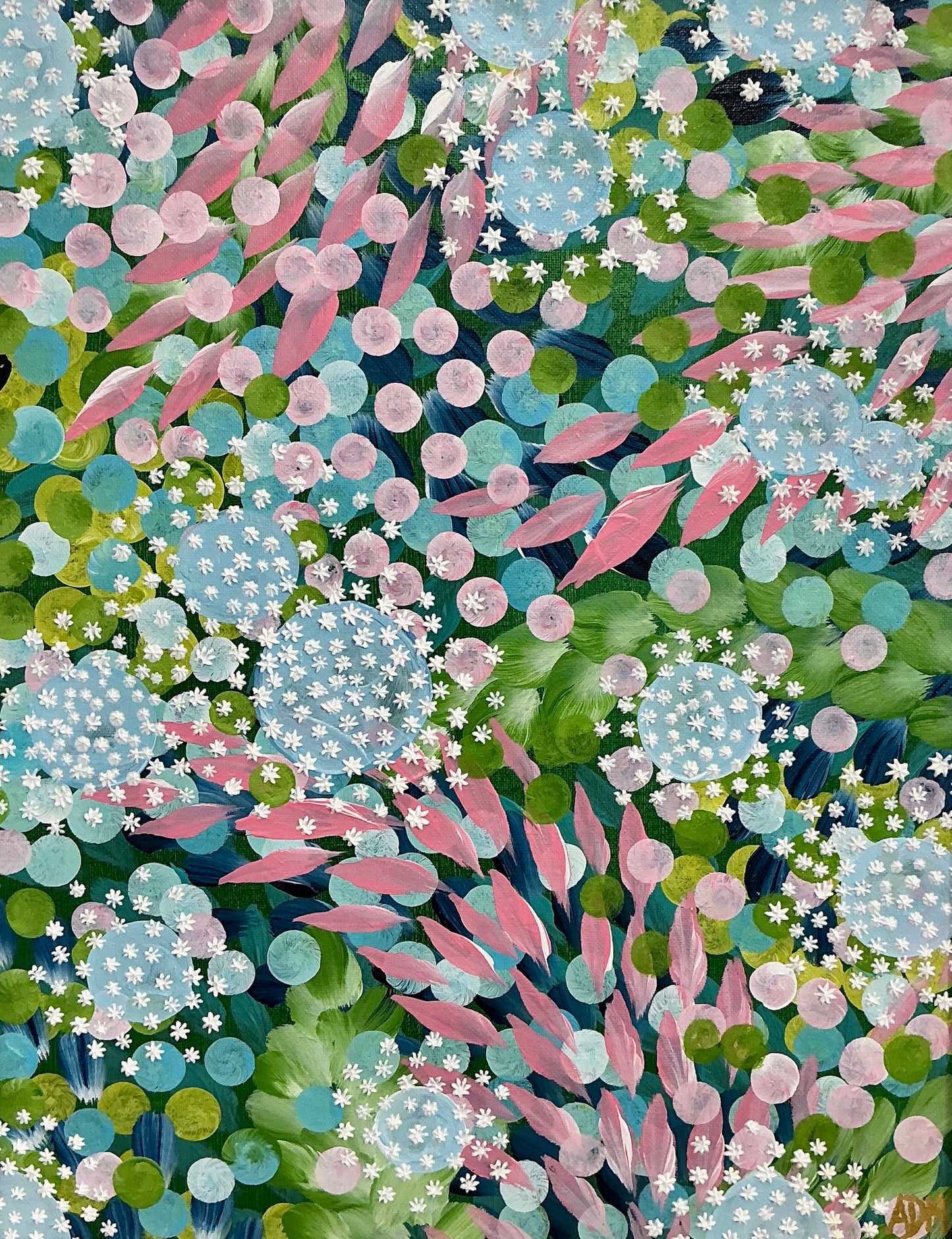 Alison Diamond McElroy June In Bloom II Abstract Floral Painting in Gold Frame