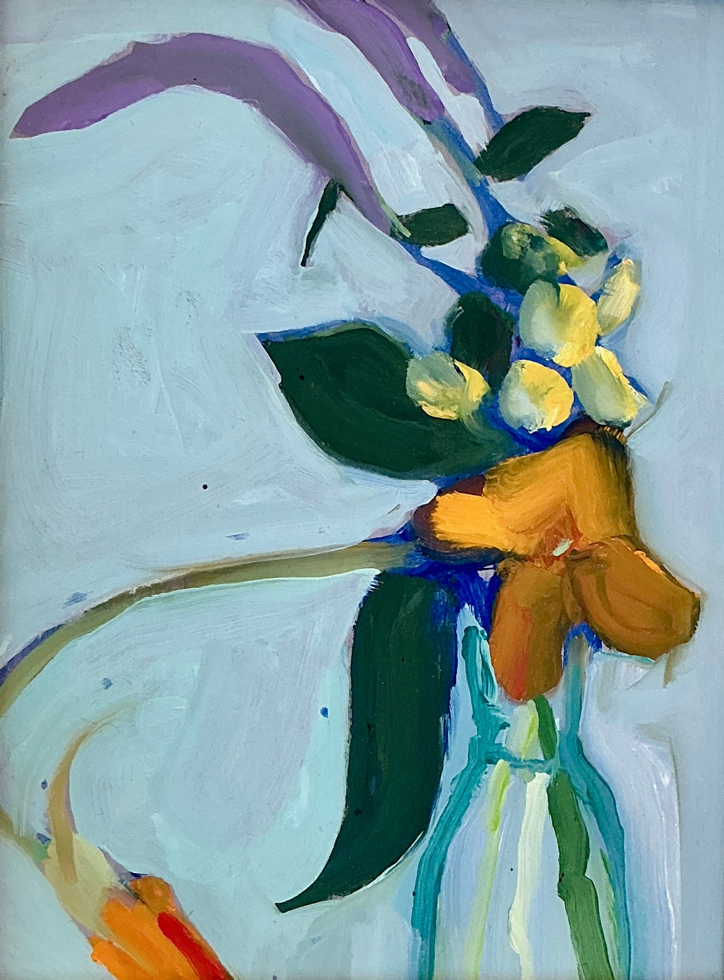 Gretchen McGinnis Nasturtium Still Life Floral Oil Painting in Gold Frame