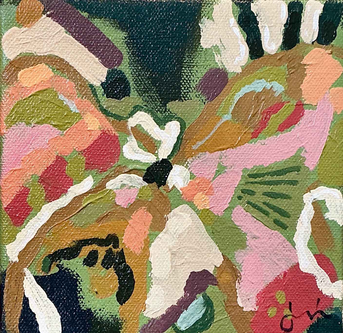 Jessa Butler Tribal Butterfly I Expressionist Painting in Wood Floater Frame