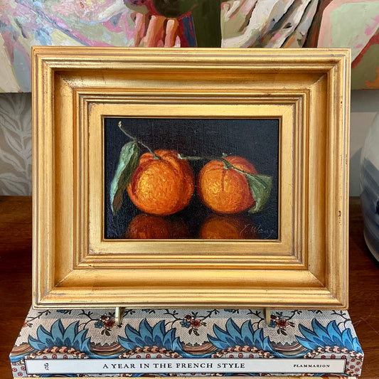 Youqing Wang Clementine Pair Still Life Oil Painting in Gold Frame