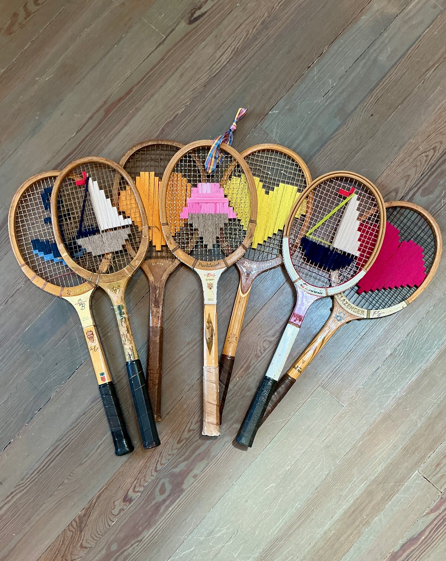 Vintage Embroidered Navy Anchor Tennis Racket